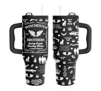 34HD Hunter Movies Tumbler 40oz with Handle and Straw, Saving People Hunting Things Stainless Steel Insulated Travel Coffee Mug, Gift for Him Her & Movie Fans