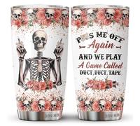 34HD Roses Skull Tumbler with Lid, 20 Oz Stainless Steel Vacuum Insulated Skeleton Coffee Cup, Sugar Skull Mug, Skeleton Gifts for Women Birthday Mothers Day Halloween Christmas