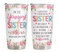 34HD Sister Gifts from Sister, Lilttle Sister Tumbler with Lid 20 oz Stainless Steel, I Would Fight A Bear for You Sister Mug, Sister Coffee Mug, Lil Sister Gifts