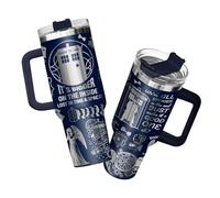34HD Time Travel Police Box Tumbler with Handle - 40 oz Stainless Steel Sci-Fi Mug with Iconic Quotes - Space Adventure Gift for Geeks, Fans, and Nerds - Birthday Gifts for TV Lovers