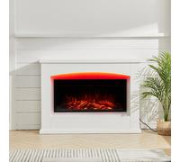 34inch Electric Fireplace with White Wooden Mantel