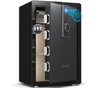 34KG Heavy Large Safe Box, 100L Alloy Steel Safe Cabinet with Biometric, Digital Keypad and Key Lock,Wall Mountable, Storage for Home, Office, Business, Jewellery, Cash, and Document (Black, 100L)
