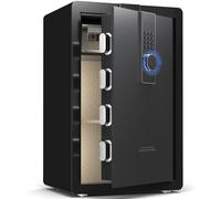 34KG Heavy Large Safe Box, 100L Alloy Steel Safe Cabinet with Digital Keypad and Key Lock, Wall Mountable, Storage for Home, Office, Hotel, Business, Jewellery, Cash, Money and Document (Black, 100L)