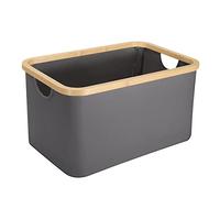 34L Grey laundry basket, Bamboo laundry basket, Foldable laundry basket, Closet storage, Bamboo handle dirty clothes basket, Storage ironing basket, Space saving laundry basket