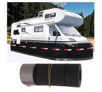 34m/111ft RV Skirting for Travel Trailers and 5th Wheels, PVC with Tightly Metal Plates Reflective Strips Quick Install Roll Up Storage No Drilling Required Lockable Black