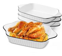 34oz Ceramic Baking Dishes, 10.5'' Rectangular Lasagne Dishes for Oven, 1L Ceramic Baking Pan with Handles, Shepherds Pie Bakeware for Microwave & Fridge, Set of 4.