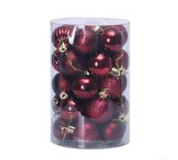 34PCS 40mm Christmas Baubles Set Plastic Ball Ornaments for Holiday Use with Storage Box for Easy Organizing (Red wine)