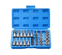 34pcs Bit Socket Star Socket Set 1/4" 3/8" 1/2" Drive Male Female E-torx Bits Handheld Tool with Case