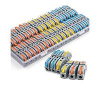 34PCS Lever Quick Home Wire Connectors Terminals Conductor Spliceable Butt Wiring Block Reusable Electrical Connectors IDGTTLDF(Boxed NC- 221T Color)