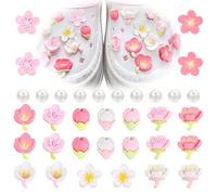 34pcs Pearl Cherry Blossom Petal Hole Croc Charms, Jibbitz for Crocs Shoes, Hypoallergenic Resin Decorations for Teen Girls, Perfect for Mother's Day, Birthday, Party, Holidays, Celebrations