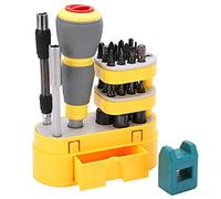 34Pcs Quick Ratchet Screw Set, Ratchet Screwdriver Set with 24 Bits and 6 Sockets, Two - Way Ratcheting Handle with Extension Rods for Furniture and Appliance Repair