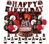 34PCS Strange Birthday Decorations, Wrestlinss Balloons Cake Toppers with Happy Birthday Banner, Party Decorations for Kids Boys Girls(1)