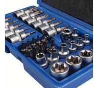 34Pcs Torx Star Socket & Bit Set Male Female E & T Sockets Torx Bits With Case