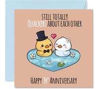 34th Anniversary Card for Women Men - Still Quackers About You - Happy 34 Year Anniversary Card for Partner Girlfriend Husband Wife, 145mm Wedding Anniversaries Greeting Cards