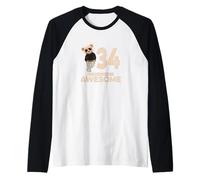 34th Birthday Boy Girl 34 Years Thirty-Four Raglan Baseball Tee