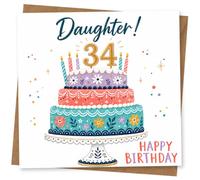 34th Birthday Card for Daughter, Confetti Cake & Candles