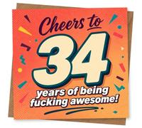 34th Birthday Card for Her, Funny Confetti Design