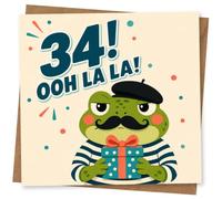34th Birthday Card for Her, Funny Gift Frog Design