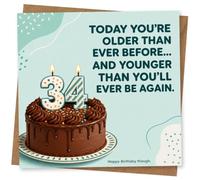 34th Birthday Card for Him or Her, Funny Cake Design