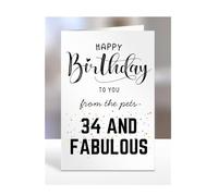 34th Birthday Card from the Pets, Gifts Presents For Women Men, Him Her, Lovers, Owners, Fur Baby, Animals, Adult, Child, 34 and fabulous, years old, A5-342a_34