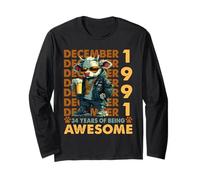 34th Birthday Cow Legends December 1991 34 Years Old Mens Long Sleeve T-Shirt