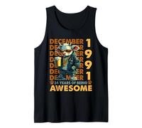 34th Birthday Cow Legends December 1991 34 Years Old Mens Tank Top