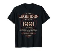 34th Birthday Gift Vintage 1991 34 Deco Legend Funny T-Shirt