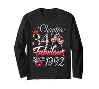 34th Birthday Queen Chapter 34 Fabulous Since 1992 Women Long Sleeve T-Shirt