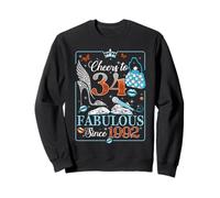 34th Birthday Women Cheers to 34 Years Fabulous Since 1992 Sweatshirt