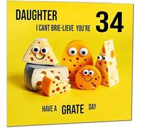 34th Daughter Birthday Card - Cheese Pun Funny Daughters Birthday Card for 34 Year old thirty four, thirty fourth