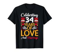 34th Marriage Anniversary 34 Years of love and marriage T-Shirt