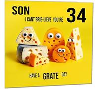 34th Son Birthday Card for Son - Cheese Pun Funny Son's Birthday Card for 34 Year old thirty four, thirty fourth