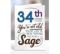 34th Version you are not old, you are just in beta testing for being a sage, Birthday Greeting Card, Gifts for him, her, female, male, Happy Birthdays, Sentiment cards - gc-A5-011_034
