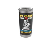 34th Wedding Anniversary 1992 to 2026 My Husband is A Saint Stainless Steel Insulated Tumbler
