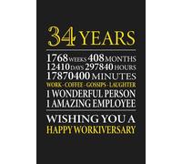 34th Year Work Anniversary: Employee Appreciation Gift for Job Milestone of 34 Years of Service