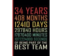 34th Year Work Anniversary Notebook: 34 Years of Service Award - Journal Funny Notebook Male or Female Boss - Staff Appreciation Gift for Job Milestone of Completing 34 Years of Service