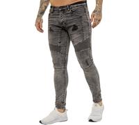 (34W/32L, Black) Enzo Mens Super Slim Stretch Jeans