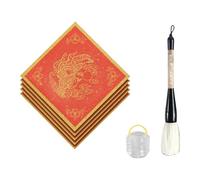 34x34cm Water Writing Cloth with Brush Pen Washing Bucket for Beginner Chinese Painting Antithetical Couplet Writing Brush Pen
