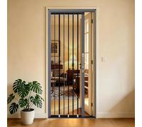 34x88 inch Heavy Duty Retractable Screen Door - Grey Aluminum Frame Durable Stainless Steel Mesh Secure Lock Space-Saving Foldable Sliding Door for Office Kitchen Bedroom Bathroom