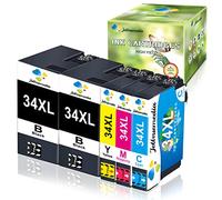 34XL Ink Cartridge Compatible with Epson 34 XL for WF-3720 WF-3725, 5 Pack