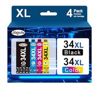 34XL Ink Cartridges Compatible with Epson 34XL 34 XL Ink Multipack, 4 Pack