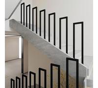 35-100cm Hand Rails for Indoor Outdoor Steps,Outside Stair Railing U-Shaped Floor Mount Handrail,Black Wrought Iron Transitional Handrail Guardrail for Villa Loft Corridor(45cm/18in)
