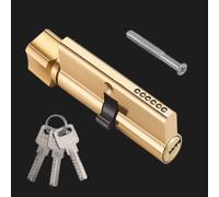35/35 Euro Cylinder Lock (70mm), Cylinder Lock with Thumbturn Door Lock Barrel with 3 Keys, Anti-Drill and Anti-Pick Barrel Profile Lock for Home Hotel Shop Wooden Doors Composite Doors (Golden)