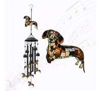 35.4" Dachshund Wind Chimes, Metal Outdoor Garden Decor, Memorial Gift | Durable metal dachshund wind chime with deep, soothing tones. Ideal for gardens, patios, memorials, and gifts for dog lovers