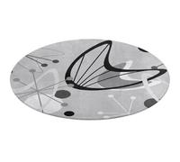 35.4 in Round Area Rug Doormat, Non-Slip Floor Entry Welcome Mat, Front Door Mats Carpets Rugs Doormats for Outdoor or Indoor Print Seamless Vintage Atomic Retro mid Century 1950 Black Grey Style