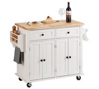 VEVOR 35.4" Kitchen Island Cart Rolling Storage Cabinet Cart with Drawer & Rack