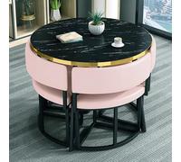 35.4" Round Black Dining Table Set with 4 ChairsModern Small Kitchen Dining FurnitureVersatile for Dining RoomOfficeConference Roomand Lounge