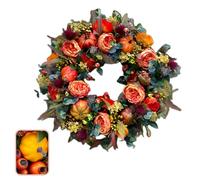 35/40/45cm Autumn Pumpkin Wreath for Front Door - Harvest Wreath with Maple Leaves, Pinecones & Berries - 3 Styles for Halloween, Thanksgiving, Indoor Outdoor Seasonal Decor (Orange Pumpkin, 40cm)