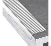 35.4in Aluminum Stair Edge Protector Self-Adhesive, W 4cm Anti-Slip Step Staircases Nosing Edge Trim, Metal Corner Strip for Indoor/Outdoor Stairs(Silver,1Pcs)