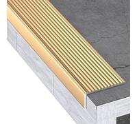 35.4in Aluminum Stair Edge Protector Self-Adhesive, W 4cm Anti-Slip Step Staircases Nosing Edge Trim, Metal Corner Strip for Indoor/Outdoor Stairs(Gold,1Pcs)